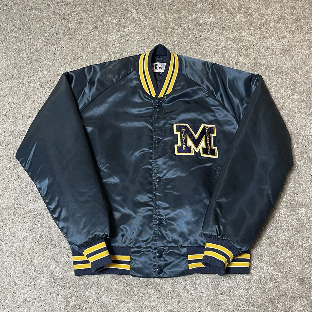 Vintage Chalk Line Michigan Satin Jacket Men’s Size Medium Spellout Rare